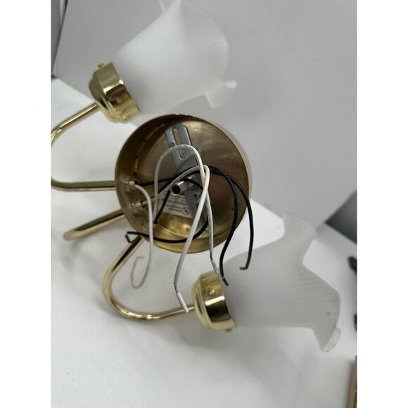 Victorian Underwriters 3 Arm Tulip Light Wall Sconce Lamp Floral Porcelain VTG - Picture 9 of 16